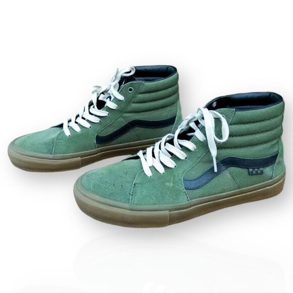 Vans Sk8-Hi MTE Collection Green Suede HighTops Insulated Interior Men Size 10.5 - Picture 1 of 16
